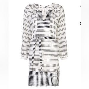 NWT LEMLEM - Tigist Belted Blouse Dress / Midnight Blue/Ivory Stripe, Size Large